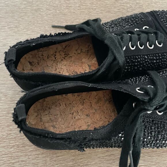 Black Crystal Studded Sneakers Shoes 9.5 - Picture 6 of 8